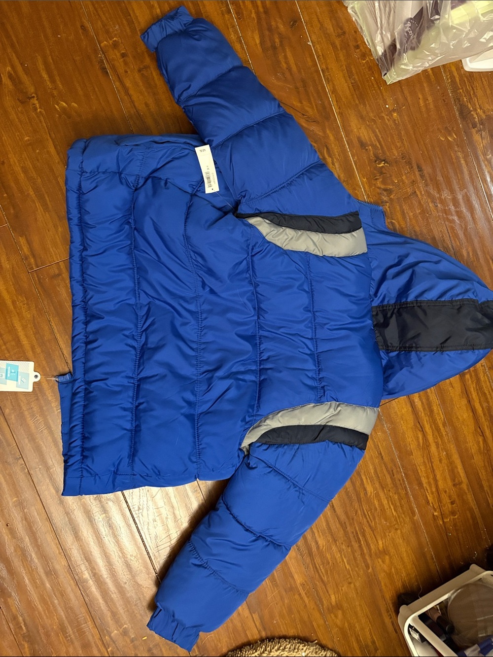 Old Navy Royal Blue Puffer Jacket with Gray and Black Accents NWT